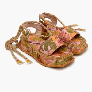 Farm Rio Summer Dream Ankle Tie Platform Sandal Size 11